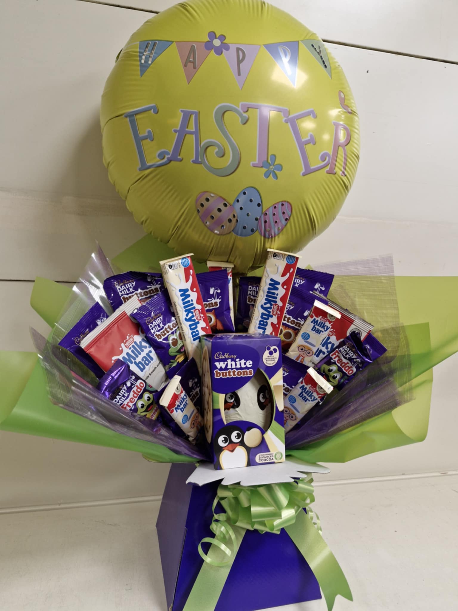 Buttons and Milky Bar EASTER Chocolate Bouquet with White Buttons EASTER EGG