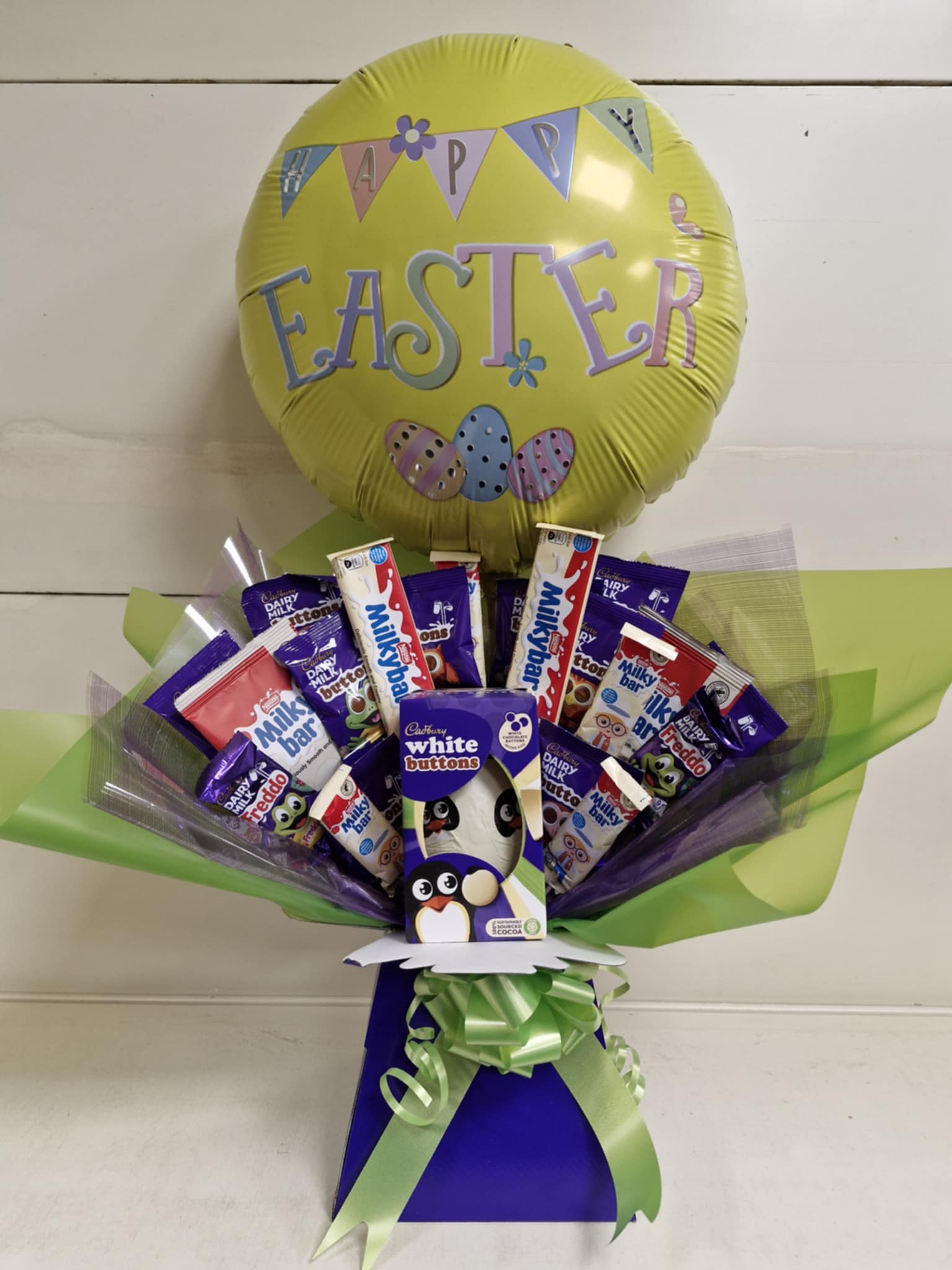 Buttons and Milky Bar EASTER Chocolate Bouquet with White Buttons EASTER EGG