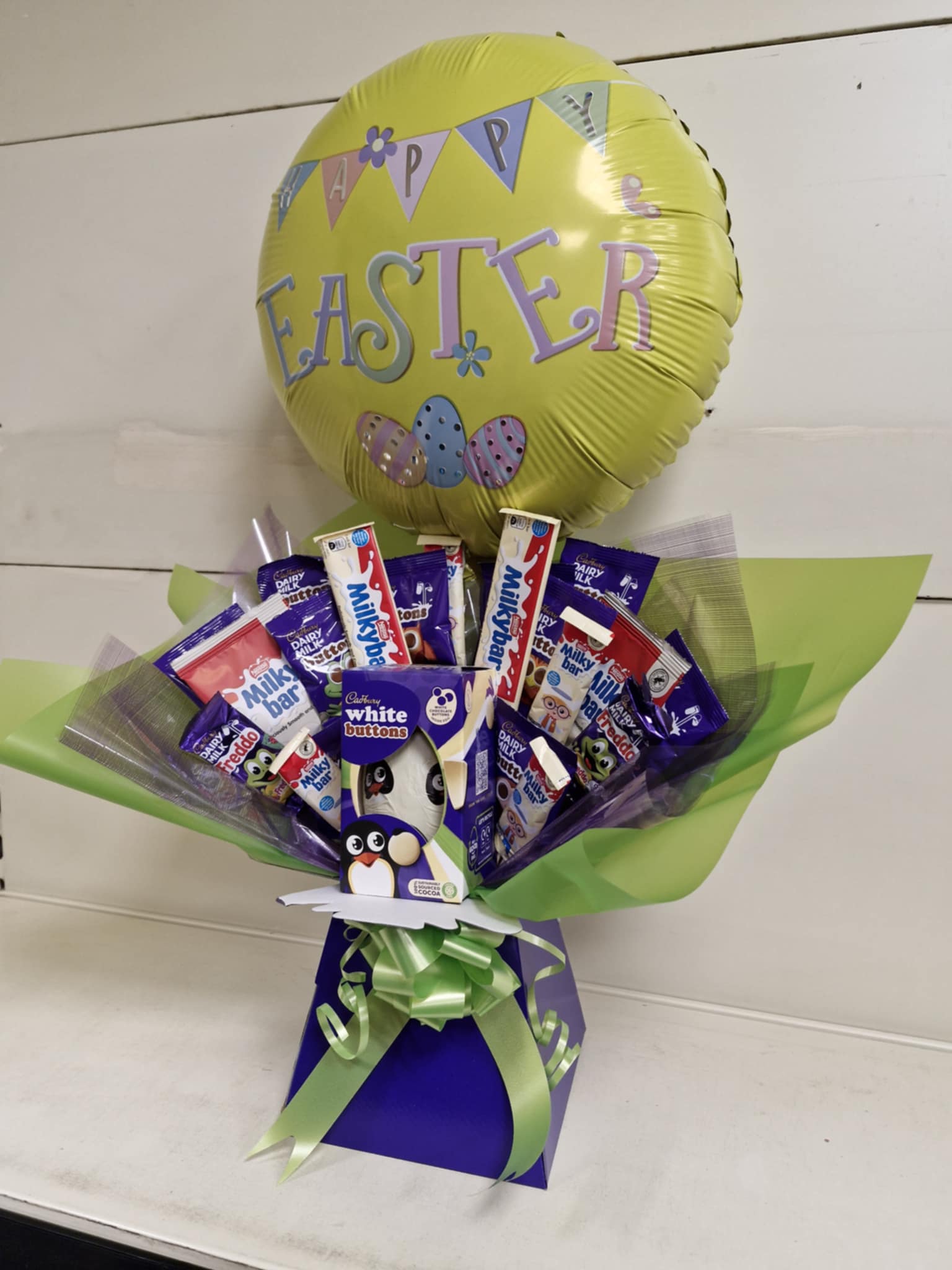 Buttons and Milky Bar EASTER Chocolate Bouquet with White Buttons EASTER EGG
