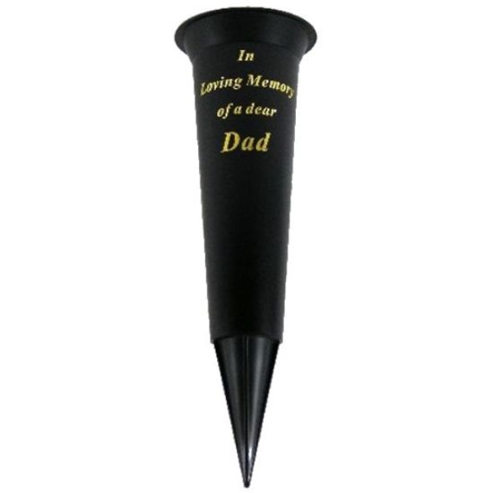 GRAVE VASE SPIKE BLACK IN LOVING MEMORY OF A DEAR DAD