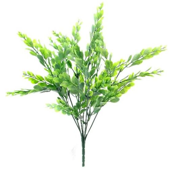 GREEN PLASTIC MINI LEAF BUSH 2 TONE 37cm