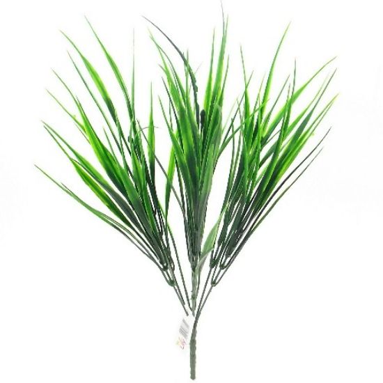 2 TONE GREEN PLASTIC GRASS BUSH 38cm