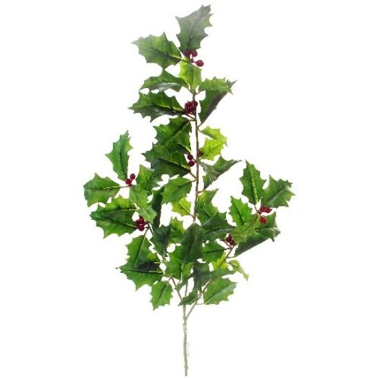 51cm HOLLY SPRAY WITH BERRIES GREEN