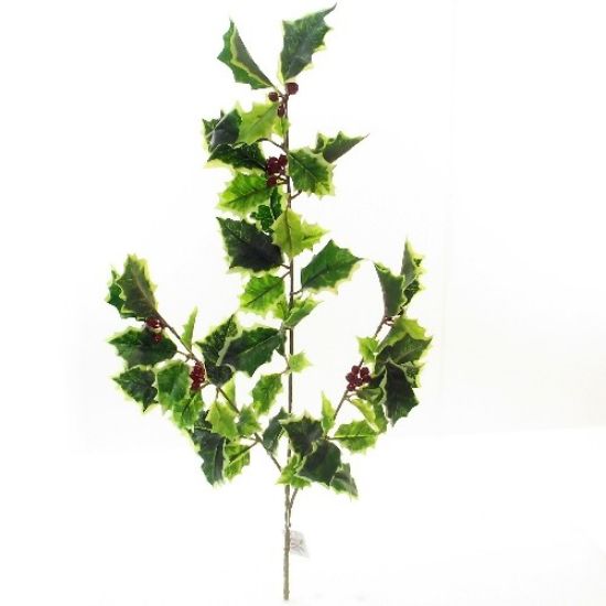 51cm VARIEGATED HOLLY SPRAY WITH BERRIES