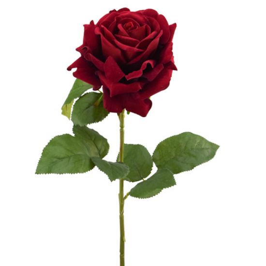 74cm LUXURY RED OPEN LARGE SINGLE VELVET TOUCH ROSE