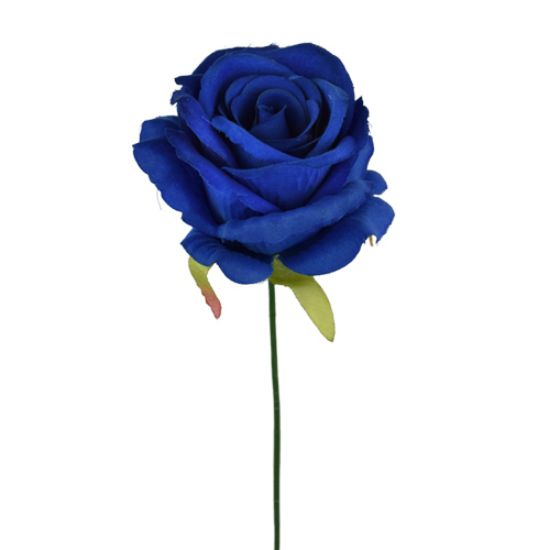 ROYAL BLUE SINGLE OPEN ROSE 27cm