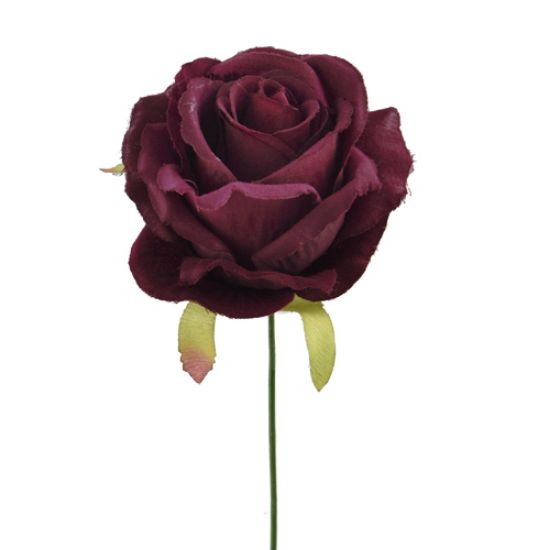 BURGUNDY SINGLE OPEN ROSE 27cm