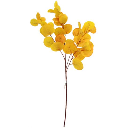 YELLOW/ORANGE LARGE EUCALYPTUS LEAF SPRAY 80cm