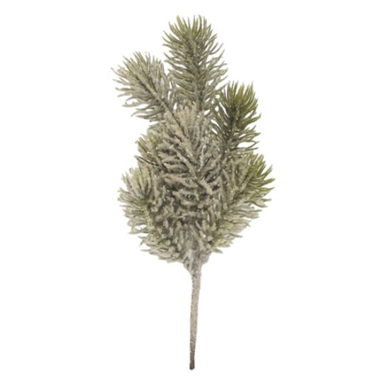 GREEN SNOWY GLITTERED SPRUCE SPRAY 28cm