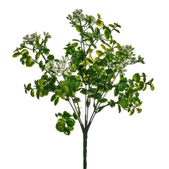 32cm WHITE/GREEN PLASTIC BERRY BUSH