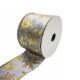 GREY/GOLD SNOWFLAKE FABRIC WIRED EDGE CHRISTMAS RIBBON 63mm X 10yds