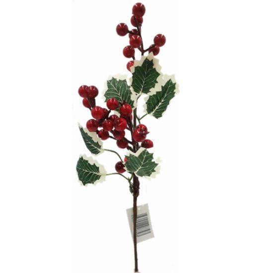 37cm HOLLY AND BERRY SPRAY RED/GREEN