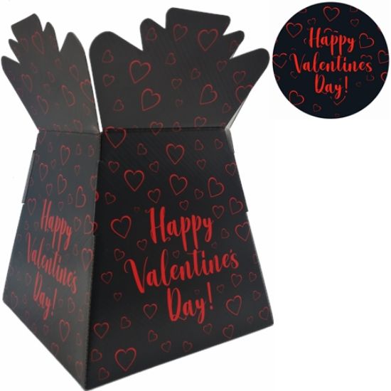 BOUQUET BOX GLOSSY - HAPPY VALENTINES DAY BLACK/RED