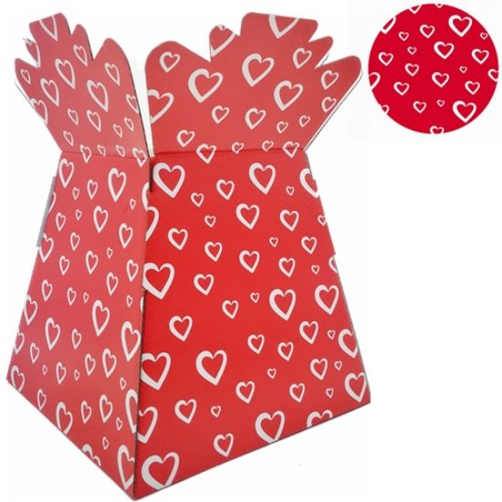 BOUQUET BOX GLOSSY - OPEN HEARTS RED/WHITE