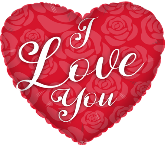 18 INCH HOLOGRAPHIC FOIL BALLOON - I LOVE YOU HEART WITH ROSES RED