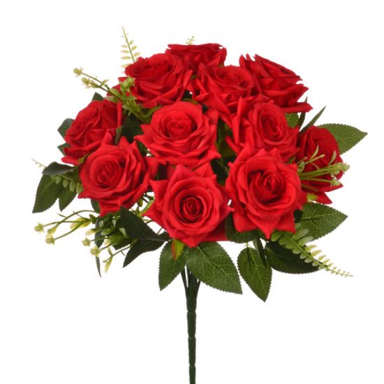 RED DIAMOND ROSE BUSH WITH FERN 36cm