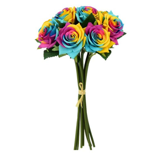 RAINBOW ROSES BUNDLE (7 STEMS) 35CM