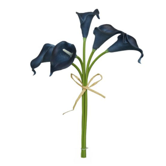 NAVY BLUE REAL TOUCH CALLA LILY BUNDLE (5 STEMS) 35cm