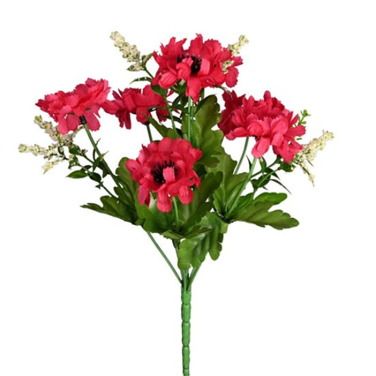 RED SCABIOSA BUSH 28cm