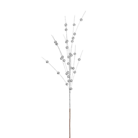 SILVER GLITTERED BERRY SPRAY 72cm