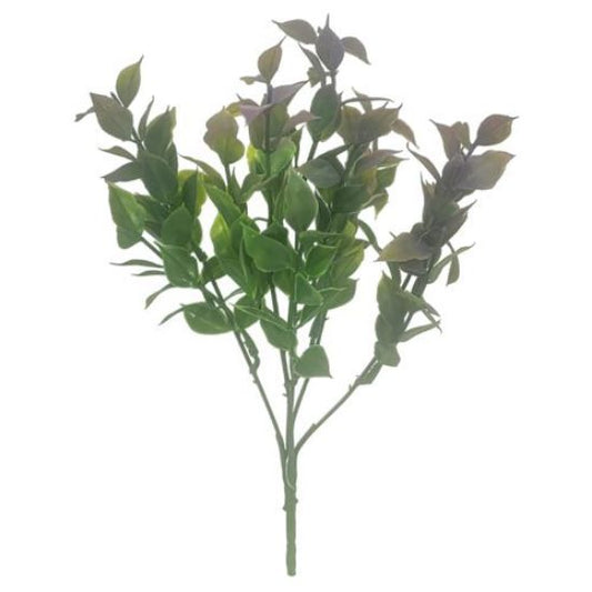 PURPLE/GREEN PLASTIC RUSCUS BUSH 32cm