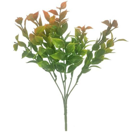 ORANGE/GREEN PLASTIC RUSCUS BUSH 32cm