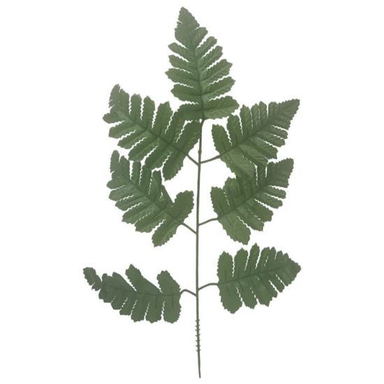 DARK GREEN LEATHER FERN SPRAY 43cm