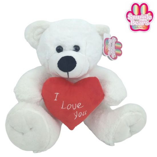 20cm (8 INCH) SNUGGLE BEARS SITTING BEAR WITH RED I LOVE YOU HEART