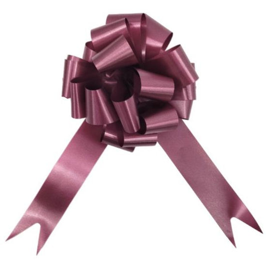 30mm BURGUNDY POLY RIBBON PULL BOWS x30