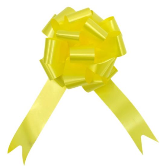 30mm YELLOW POLY RIBBON PULL BOWS x30