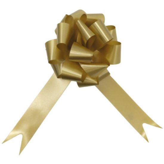 30mm GOLD POLY RIBBON PULL BOWS x30