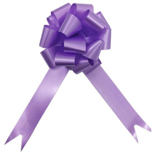 30mm LILAC POLY RIBBON PULL BOWS X30