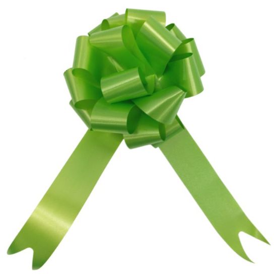 30mm LIME GREEN POLY RIBBON PULL BOWS x30