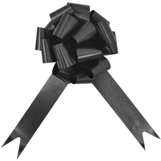 30mm BLACK POLY RIBBON PULL BOWS x30