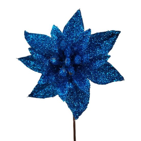 12cm SINGLE POINSETTIA BLUE X2