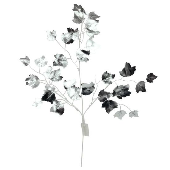 SILVER  GLOSSY LEAF SPRAY 58cm