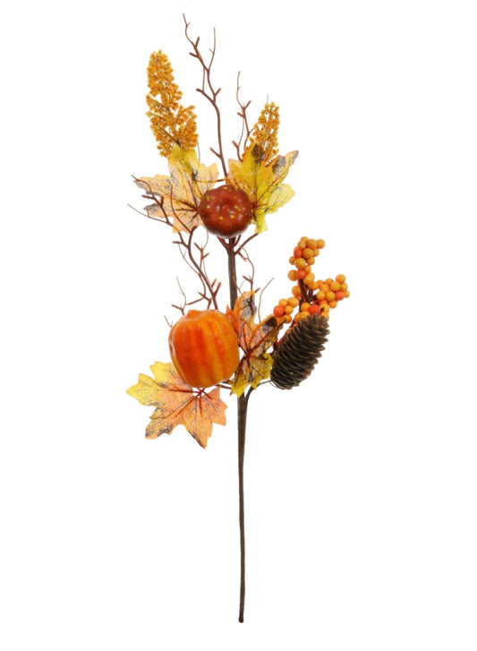 Autumn Pumpkin, Berry & Maple Leaf Pick 48cm