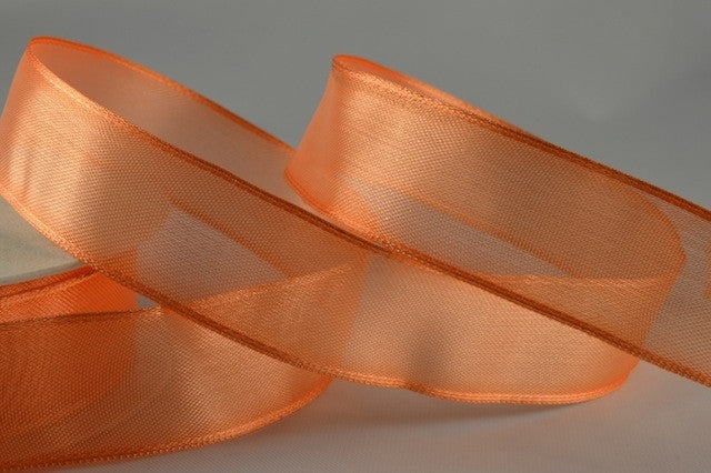 40mm Pale Orange Wired Sheer Ribbon 25 metres