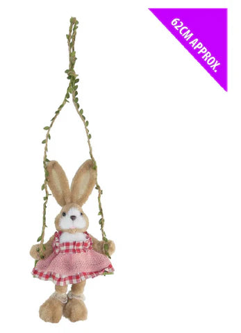 Girl Bunny Going on Swing Decoration 62cm