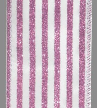 PINK &amp; WHITE WIRED RIBBON 2.7M