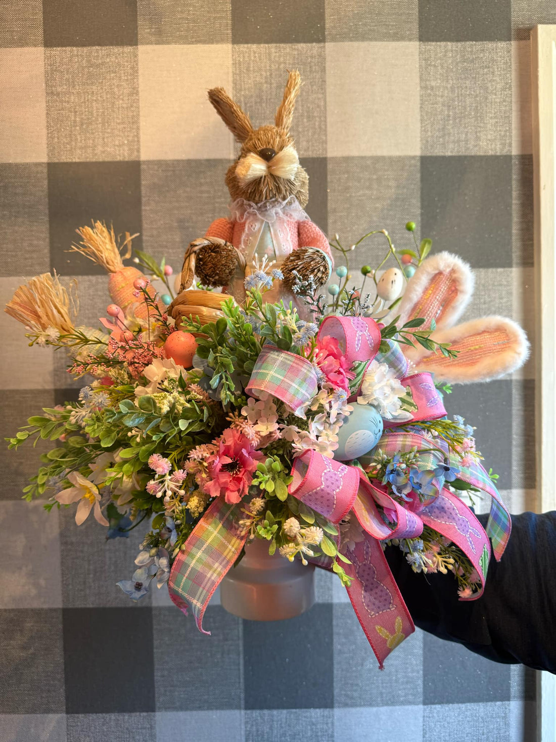 Easter Centrepiece with Bunny and Flowers