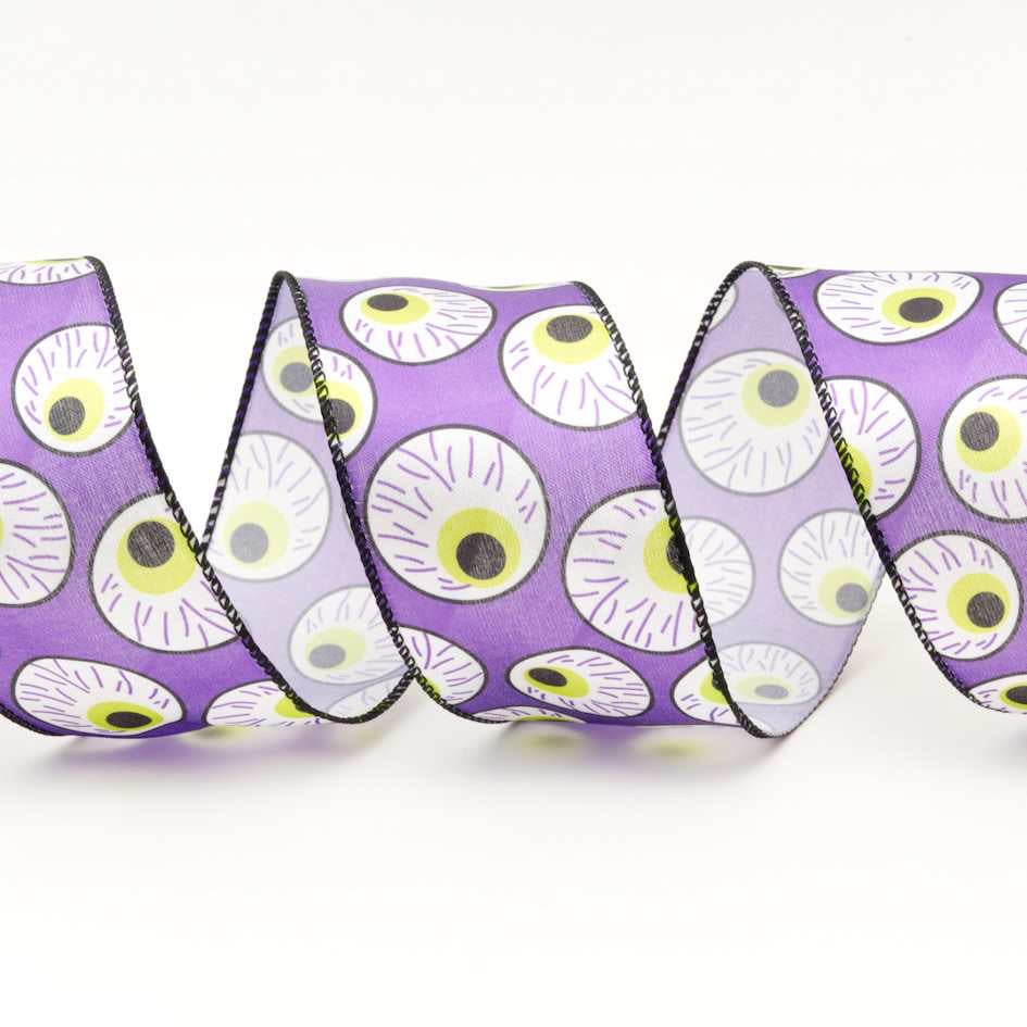 Wired halloween Eyeball Purple Ribbon 63mm x 10y