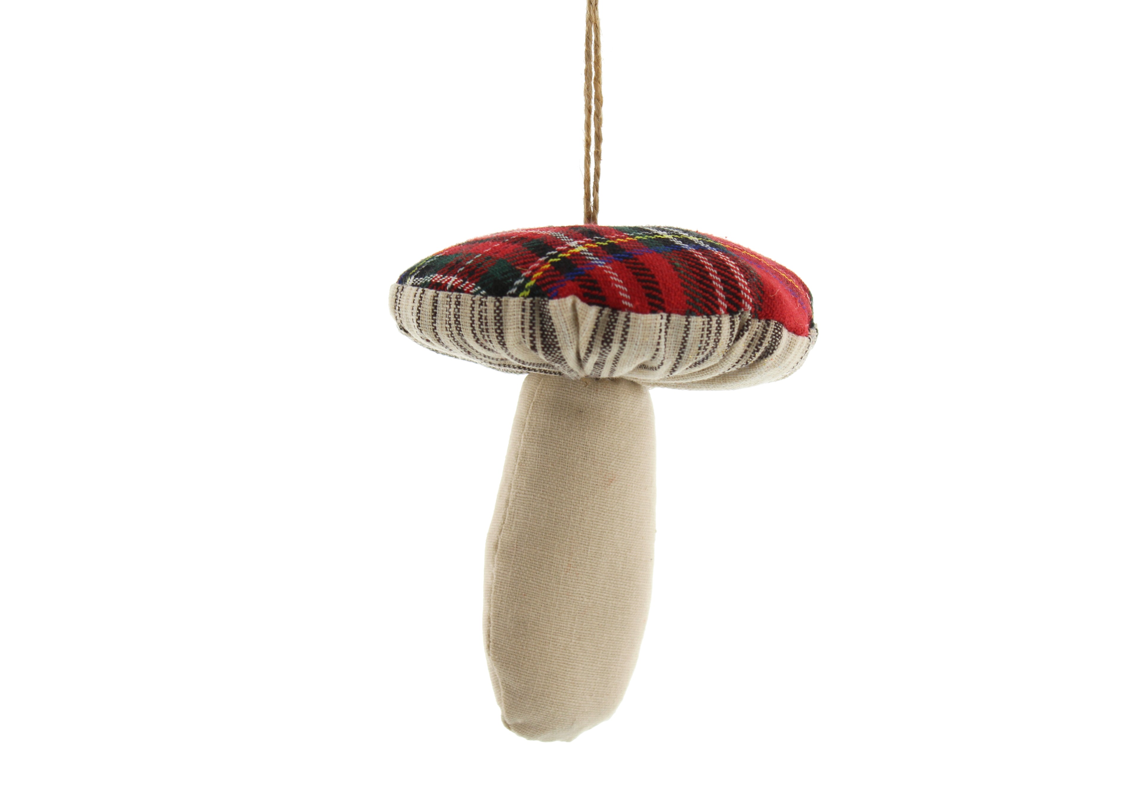 13cm tartan fabric mushroom