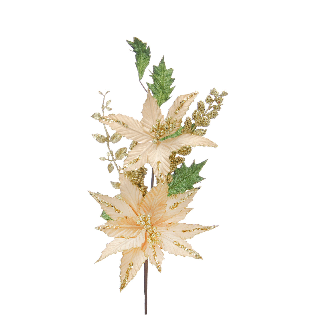 74cm gold double head poinsettia spray