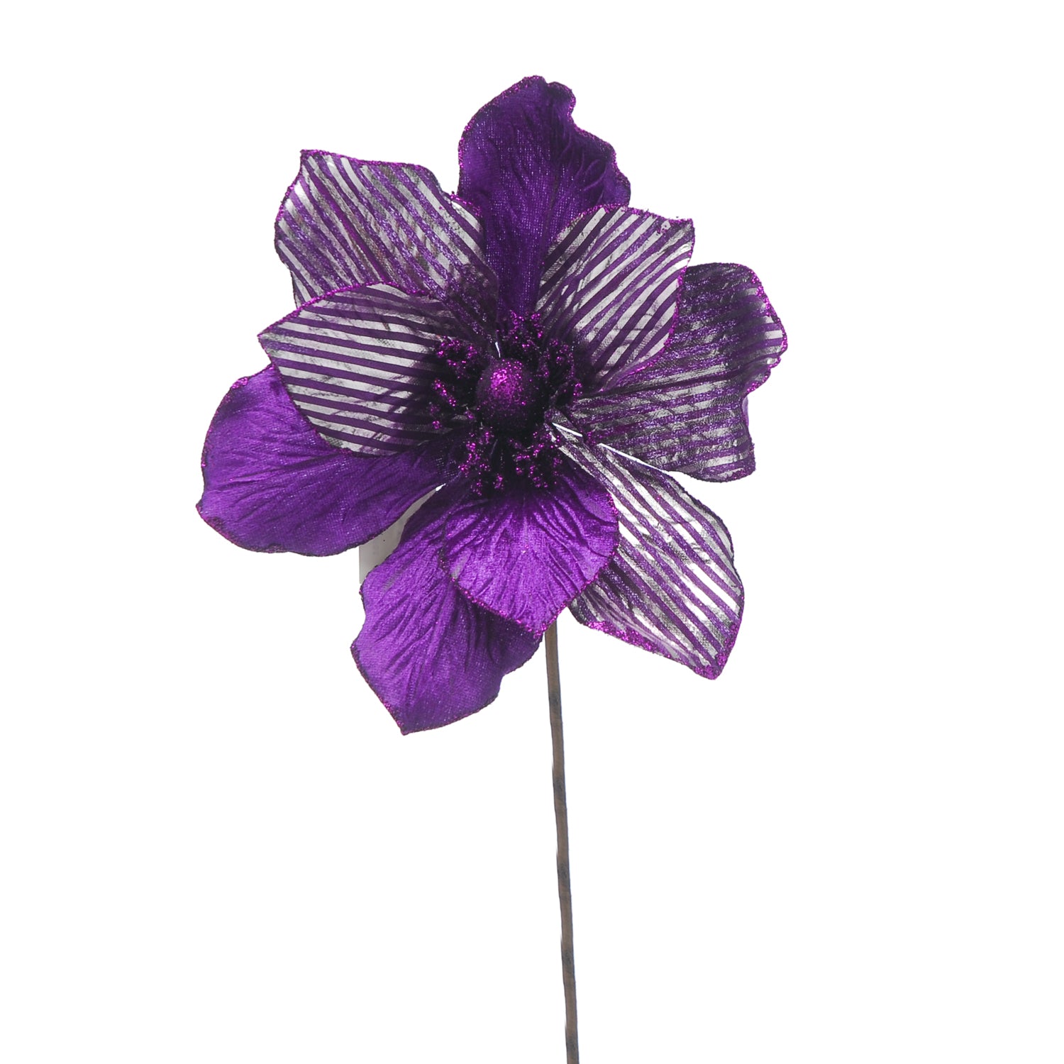 63cm dark purple magnolia with glitter stem