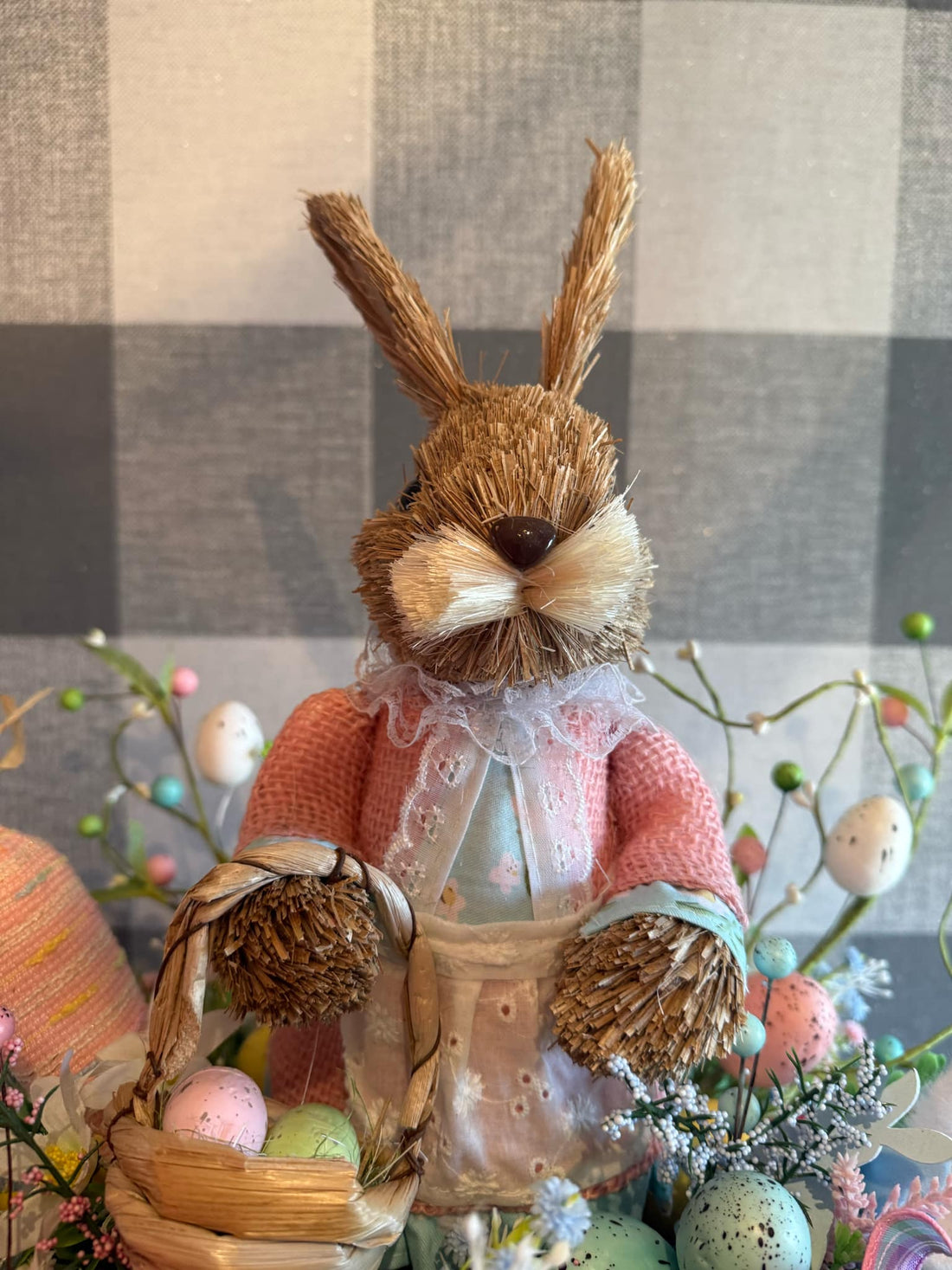 Easter Centrepiece with Bunny and Flowers