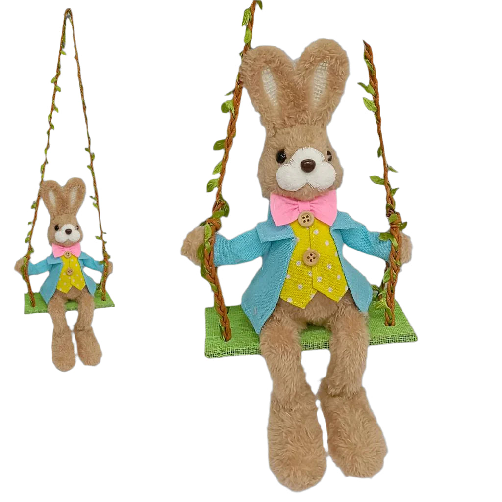 50CM BUNNY BOY ON SWING DECORATION