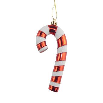 13CM CANDY CANE BAUBLE RED / WHITE