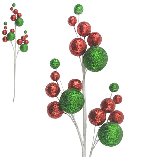 RED/GREEN BAUBLE PICK 48CM **PRE-ORDER ONLY!!