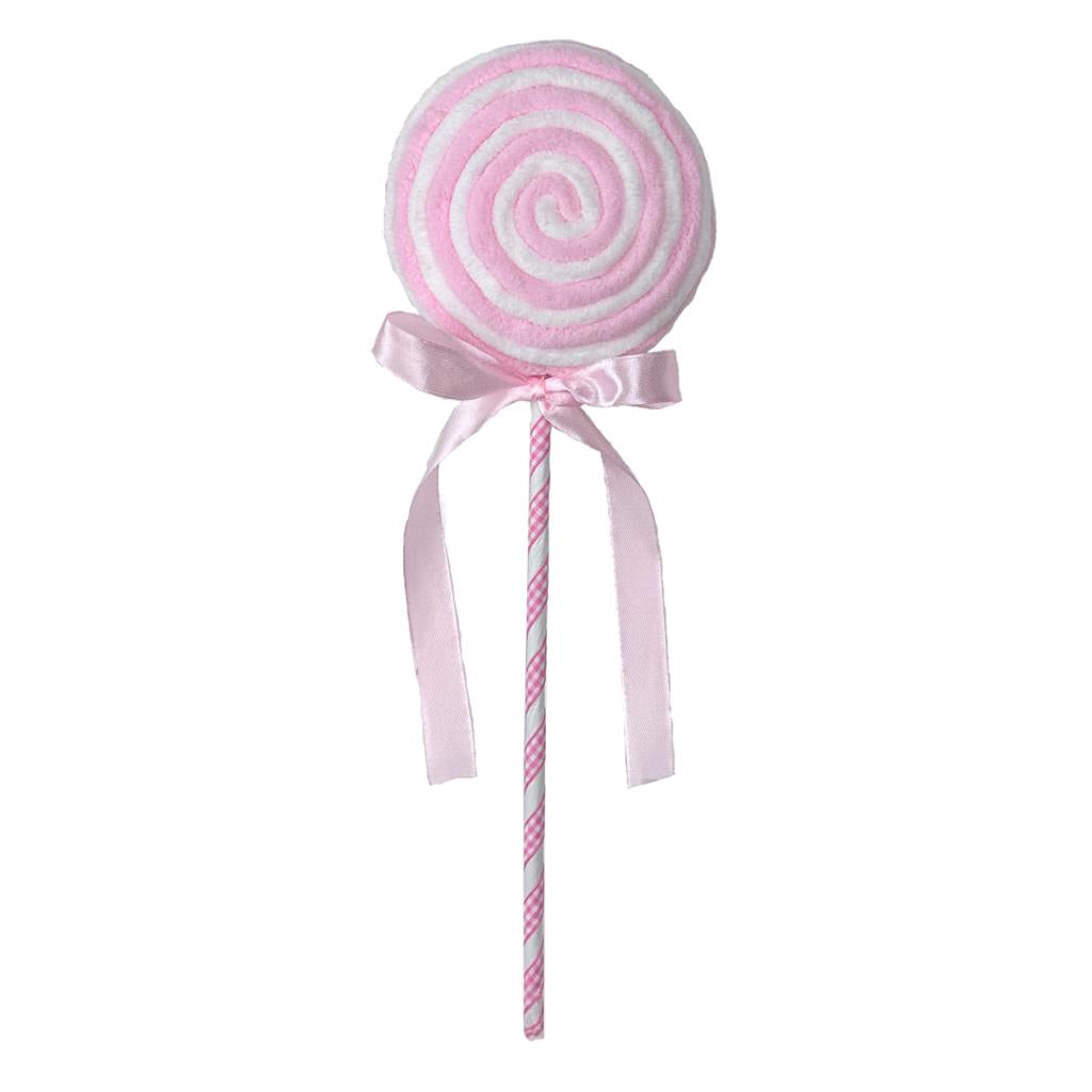 PINK/WHITE CHENILLE LOLLY 39CM